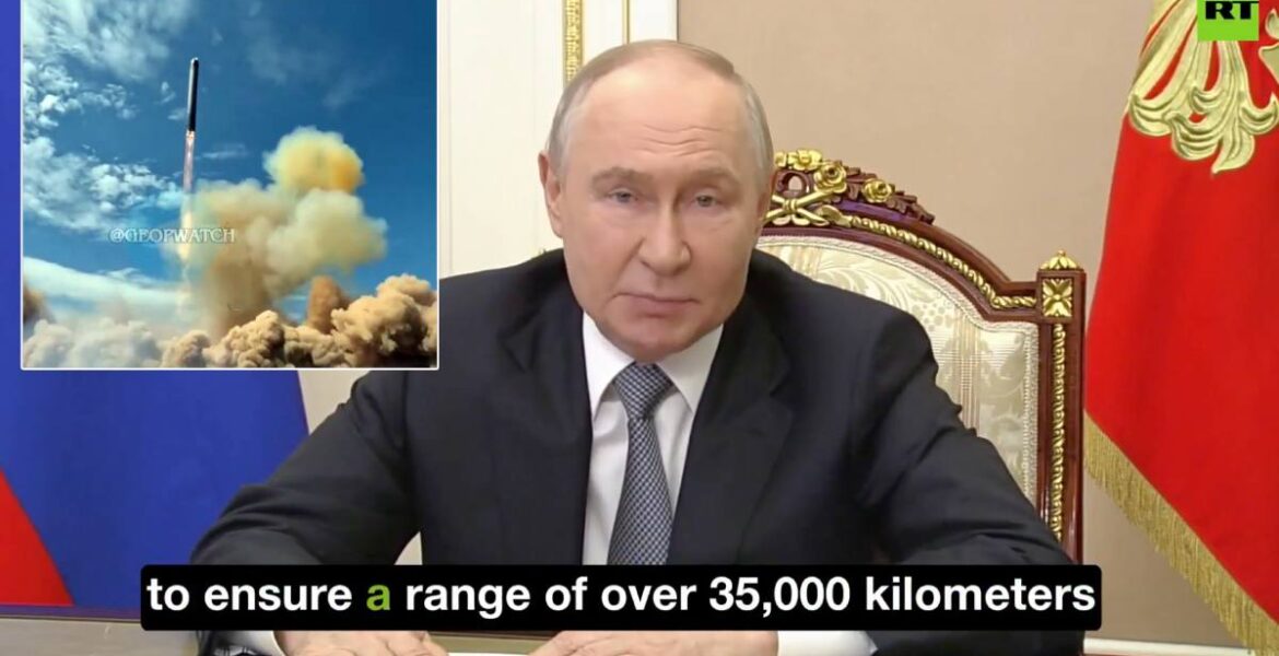 Vladimir Putin meddelade den 12 maj 2026 att den ryska missilen RS-28 Sarmat har provskjutits.