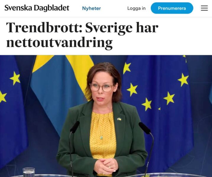 Trendbrott: Sverige har nettoutvandring 2024