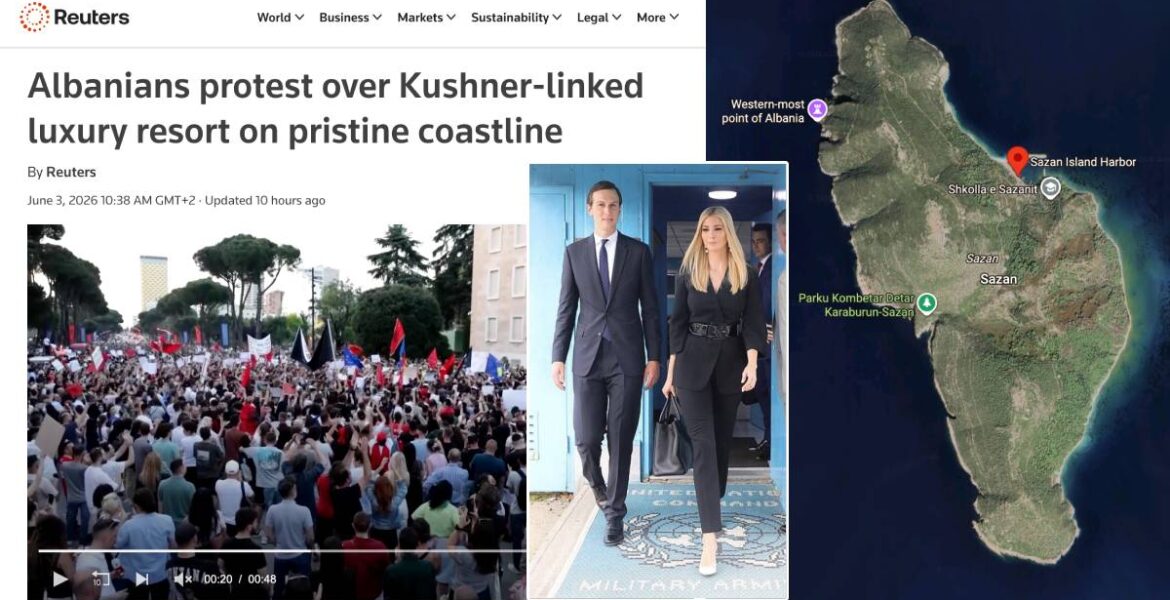 Sazan Island och Ivanka Trump med sin man Jared Kushner
