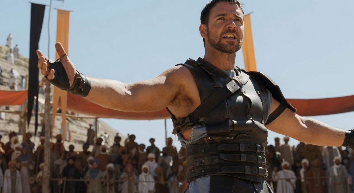 En scen från filmen Gladiator med Russel Crowe i huvudrollen, 2000
