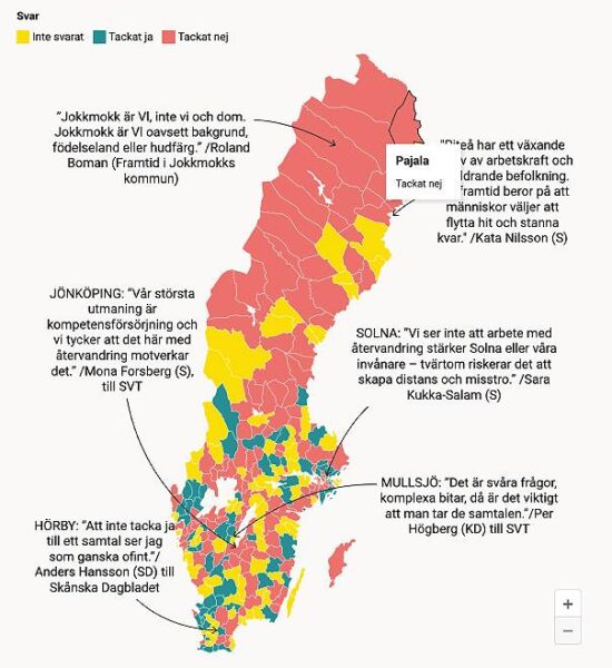 136 kommuner har tackat nej